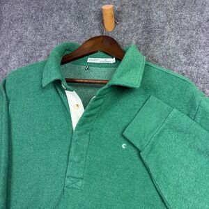 Criquet Rugby Pullover Mens XL Green Long Sleeve Fleece Polo Sweatshirt 0563